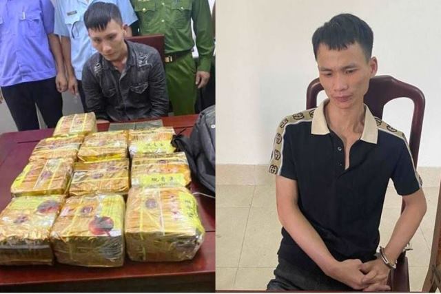 Nghệ An: Bắt 2 đối tượng vận chuyển 2 bánh heroin, 10 kg ma túy đá