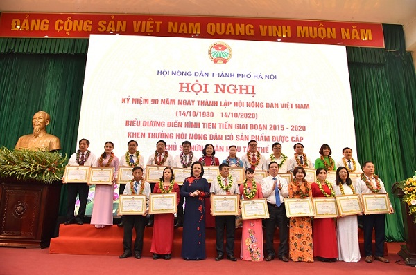 Phó Bí thư Thường trực Thành ủy Hà Nội Ngô Thị Thanh Hằng trao Bằng khen cho các tập thể, cá nhân có thành tích trong những năm qua.