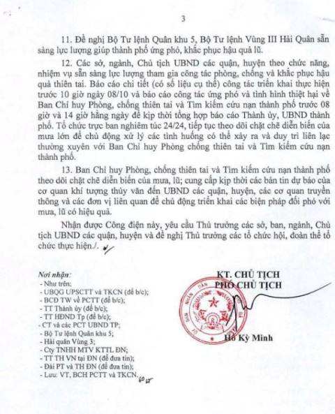 Để ứng ph&oacute; với mưa lớn, lũ, lũ qu&eacute;t, sạt lở đất, chủ tịch UBND TP. Đ&agrave; Nẵng y&ecirc;u cầu: