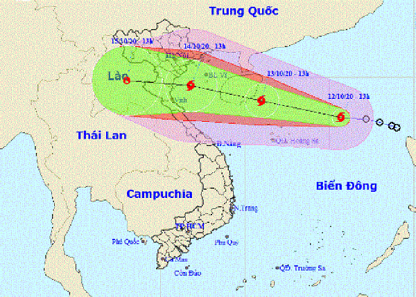 Hình ảnh vị trí và hướng di chuyển của bão số 7 - Ảnh: Trung tâm Dự báo Khí tượng thủy văn quốc gia