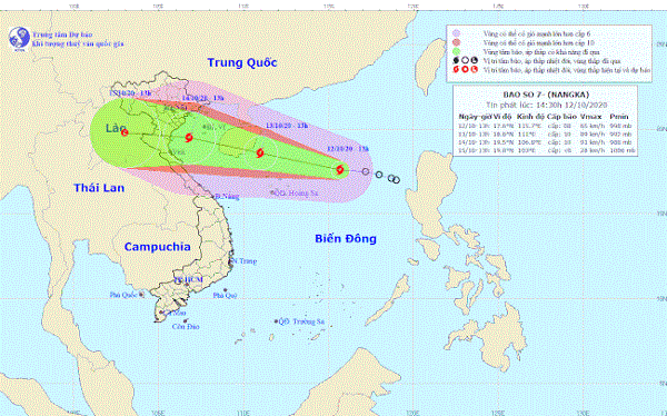Xuất hiện cơn bão số 7, tên quốc tế NANGKA