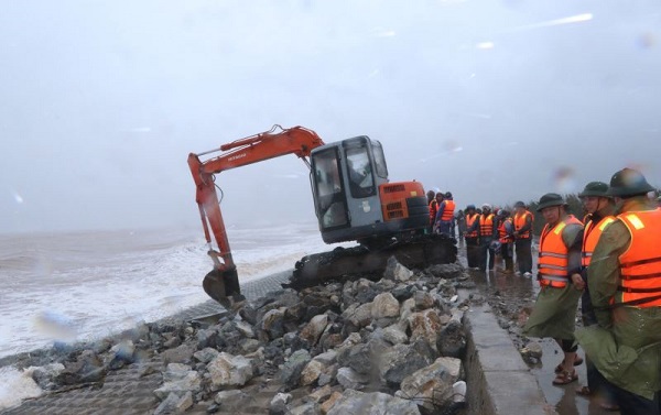 Bão số 7 “đánh sập” 2 đoạn đê biển ở Nam Định