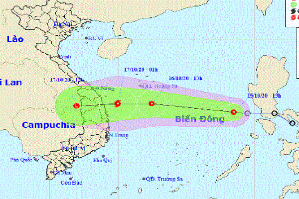 Áp thấp nhiệt đới có khả năng mạnh lên thành bão hướng vào miền Trung.