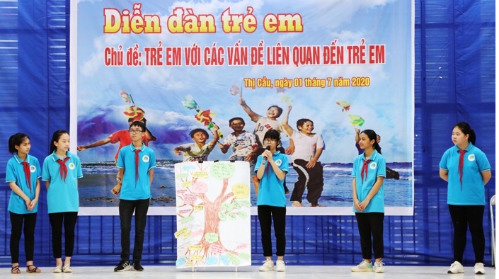 Trẻ em trình bày ý kiến của mình trước vấn đề phòng, chống bạo lực trẻ em (Ảnh: bacninh.gov.vn)
