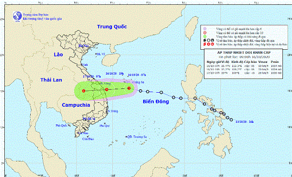 Chiều nay, áp thấp nhiệt đới vào vùng biển Đà Nẵng - Bình Định