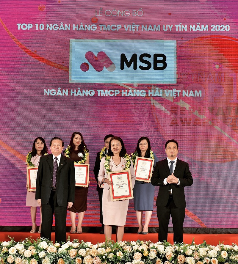 MSB vào Top 10 ngân hàng TMCP tư nhân uy tín nhất Việt Nam