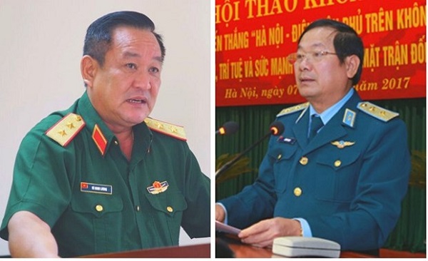 Trung tướng Võ Minh Lương (trái) và Thượng tướng Lê Huy Vịnh (Nguồn: Kinhtedothi.vn)