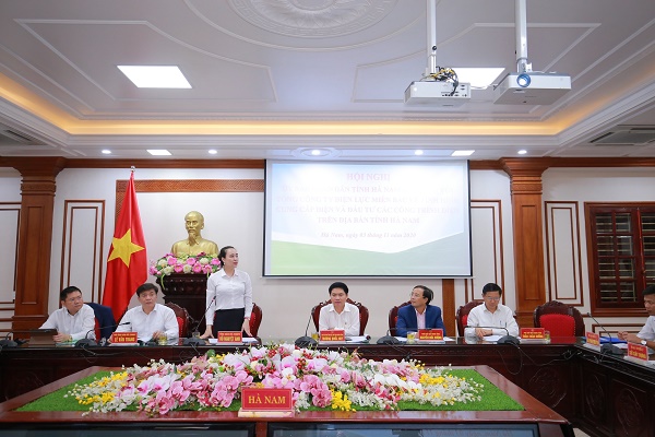 Bà Đỗ Nguyệt Ánh – Thành viên HĐTV, Tổng giám đốc EVNNPC phát biểu