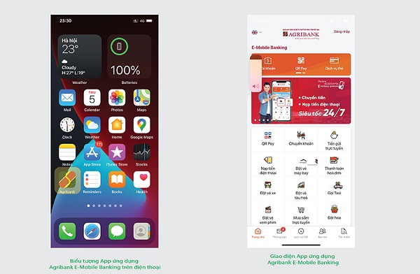 Hình ảnh và giao diện của App Agribank E-Mobile Banking
