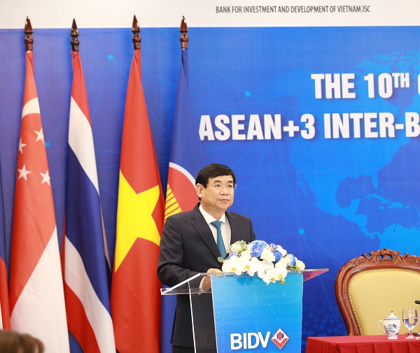Ông Phan Đức Tú - Chủ tịch HĐQT BIDV phát biểu chào mừng Hội nghị CAIBA và Cơ chế hợp tác APTIBCM 2020