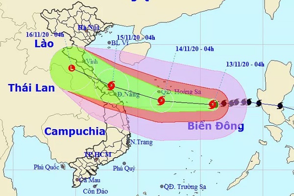 Bão Vamco giật cấp 15, “nhắm” vào miền Trung