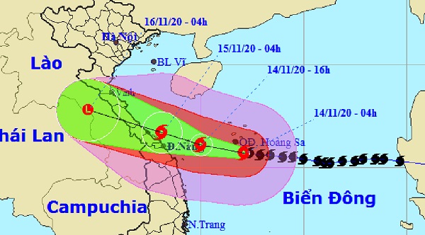 Bão Vamco mạnh lên, đất liền bắt đầu chịu ảnh hưởng