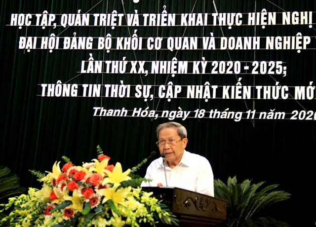 Đảng bộ Khối cơ quan và doanh nghiệp tỉnh Thanh Hóa học tập, quán triệt và triển khai thực hiện Nghị quyết Đại hội lần thứ XX