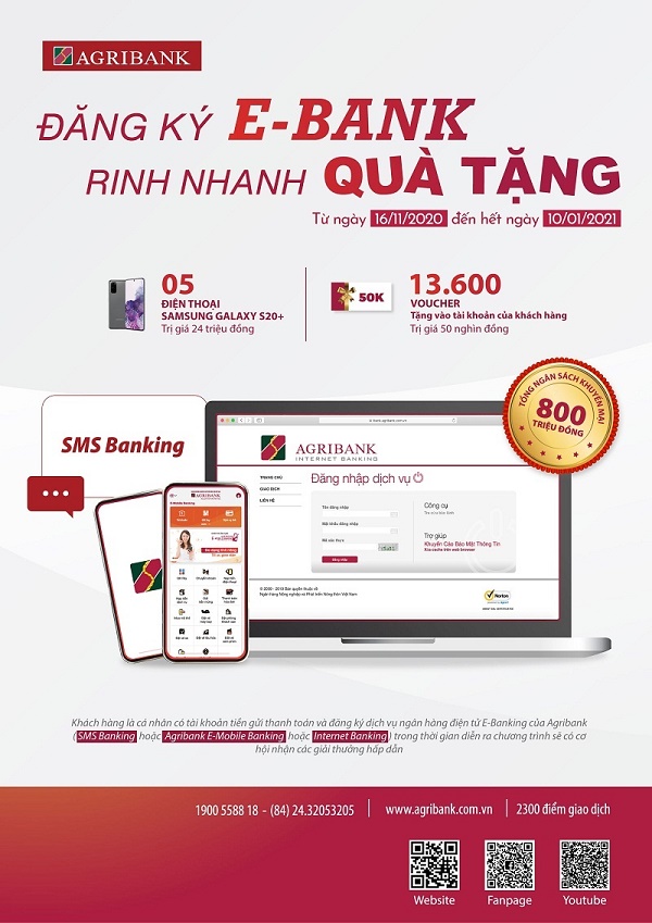 Cùng Agribank Đăng ký E-Bank - rinh nhanh quà tặng