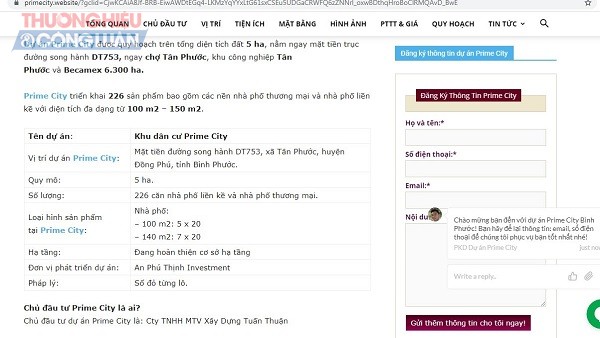 Một trong rất nhiều những trang web đang quảng cáo, rao bán không đúng với tên thật mà được UBND tỉnh Bình Phước cấp phép.