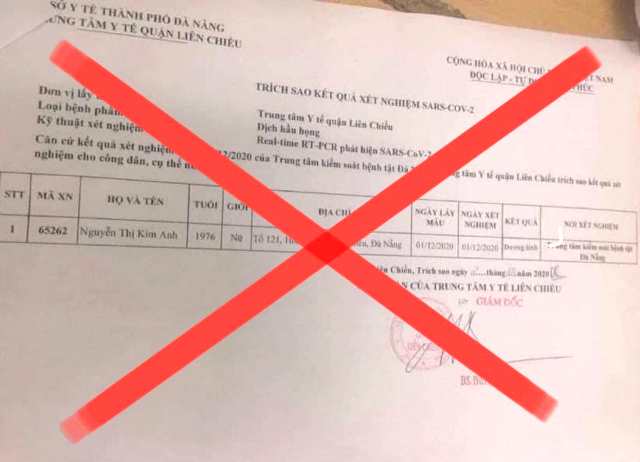 Tờ kết quả x&eacute;t nghiệm giả được chia sẻ tr&ecirc;n mạng