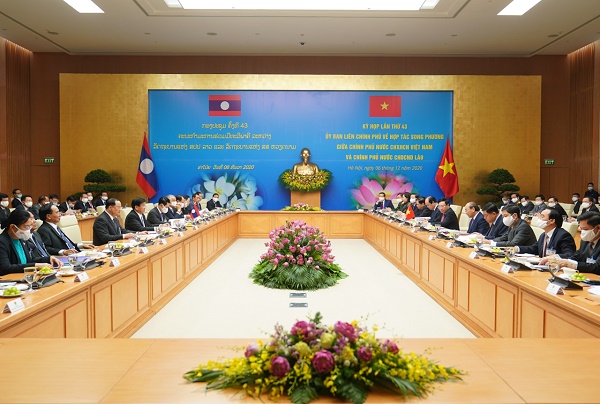 Quang cảnh kỳ họp lần thứ 43 Ủy ban liên Chính phủ Việt Nam-Lào.