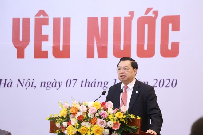 Phó Trưởng ban Ban Tuyên giáo Trung ương, Lê Mạnh Hùng phát biểu tại buổi gặp mặt báo chí