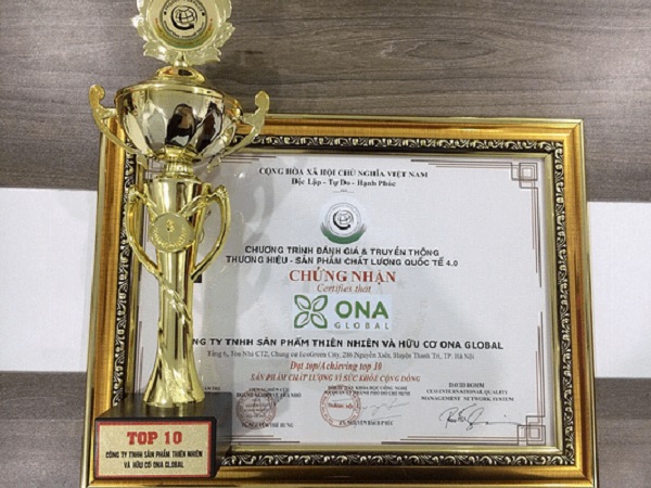 ONA Global được chứng nhận “thương hiệu – sản phẩm chất lượng quốc tế 4.0”