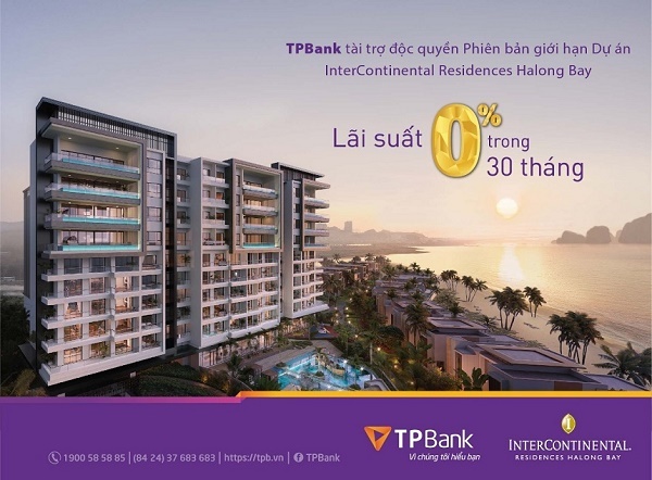 Mức ưu đãi siêu hấp dẫn 0% trong 30 tháng TPBank dành riêng cho khách hàng sở hữu nhà tại dự án InterConental Hạ Long.