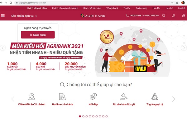 1 Trang webiste chính thức và duy nhất tại địa chỉ: https://www.agribank.com.vn