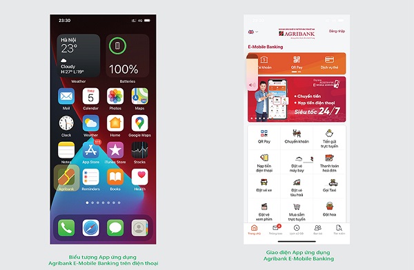 Ứng dụng Agribank E-Mobile chỉ được truy cập và đăng nhập duy nhất thông qua App Agribank E-Mobile Banking trên điện thoại thông minh