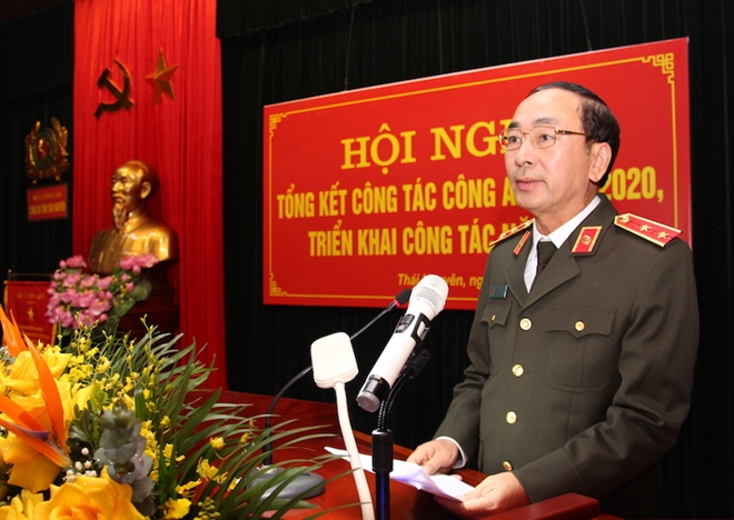 Trung tướng Trần Quốc Tỏ, Ủy viên Trung ương Đảng, Thứ trưởng Bộ Công phát biểu chỉ đạo Hội nghị