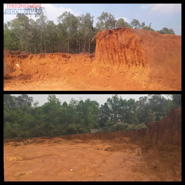 Hình ảnh vị trí của khu đất bị khai thác trái phép vào tháng 9/2019 ( ảnh trên) và thời điểm hiện tại tháng 12/2019 (ảnh dưới)