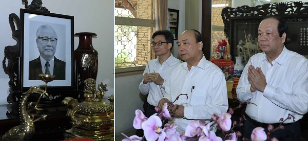 Thủ tướng Nguyễn Xuân Phúc, Phó Thủ tướng Vũ Đức Đam dâng hương, tưởng nhớ nguyên Thủ tướng Võ Văn Kiệt (Ảnh: VGP)