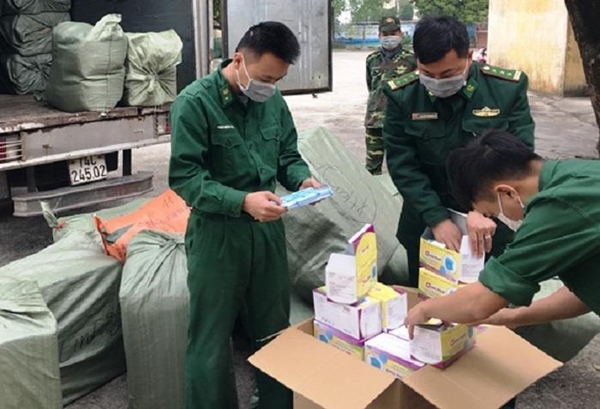 Số lượng 40.000 khẩu trang y tế Đồn Biên phòng Bắc Sơn vừa bắt giữ