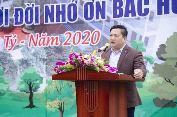 Ông Bùi Văn Thảo – Chủ tịch xã Phú Mãn phát biểu tại lễ phát động tết trồng cây