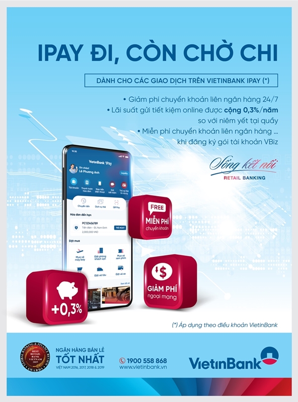 VietinBank dành nhiều ưu đãi cho khách hàng giao dịch trực tuyến qua VietinBank iPay Mobile