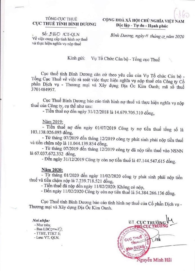 “Chây ỳ” đóng thuế, địa ốc Kim Oanh đang nợ hàng chục tỷ đồng