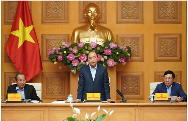 Thủ tướng Nguyễn Xuân Phúc chủ trì cuộc họp của Thường trực Chính phủ về phòng, chống dịch Covid-19 (Ảnh: VGP)