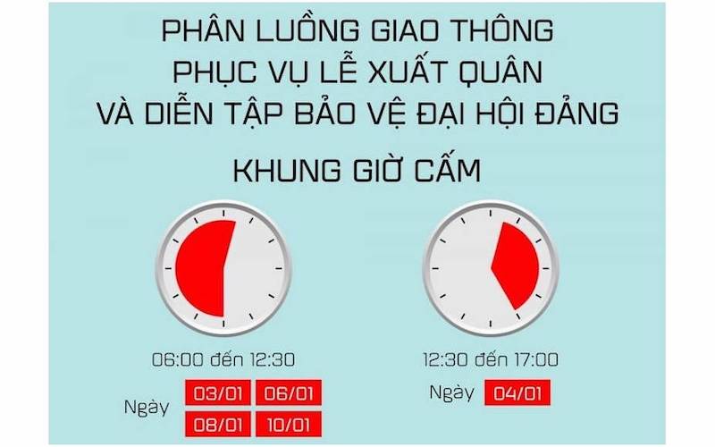 Các tuyến đường tạm cấm ở Hà Nội để diễn tập bảo vệ Đại hội Đảng lần thứ XIII