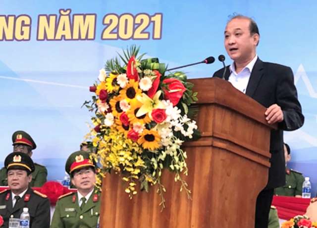 &Ocirc;ng L&ecirc; Quang Nam - P. Chủ tịch UBND TP. Đ&agrave; Nẵng, ph&aacute;t biểu chỉ đạo tại buổi lễ ra qu&acirc;n năm ATGT 2021