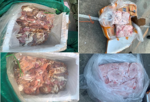 3.544 kg sản phẩm động vật bao gồm thịt lợn và nội tạng lợn đã bốc mùi hôi thối