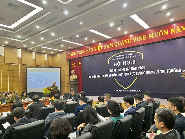 Tổng cục trưởng Trần Hữu Linh tại Hội nghị “Tổng kết công tác năm 2020 và triển khai nhiệm vụ năm 2021 của lực lượng quản lý thị trường