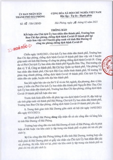 Hải Phòng: Dừng tiếp nhận công dân và hàng hóa từ tỉnh Hải Dương về Hải Phòng