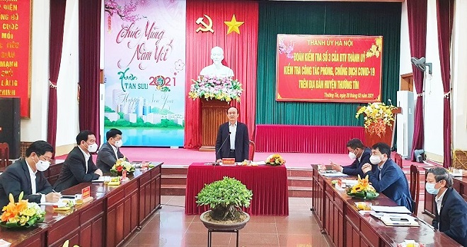 Phó Bí thư Thành ủy, Chủ tịch HĐND TP Hà Nội Nguyễn Ngọc Tuấn phát biểu kết luận buổi kiểm tra tại huyện Thường Tín