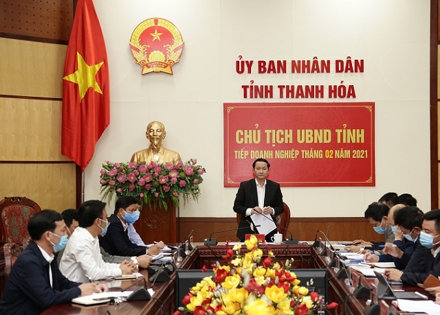 Ông Đỗ Minh Tuấn, Phó Bí thư Tỉnh uỷ, Chủ tịch UBND tỉnh Thanh Hóa đã chủ trì hội nghị tiếp doanh nghiệp định kỳ tháng 2-2021.