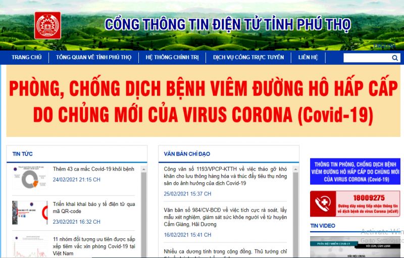Cổng Thông tin điện tử tỉnh Phú Thọ tăng cường công tác tuyên truyền dịch bệnh Covid-19