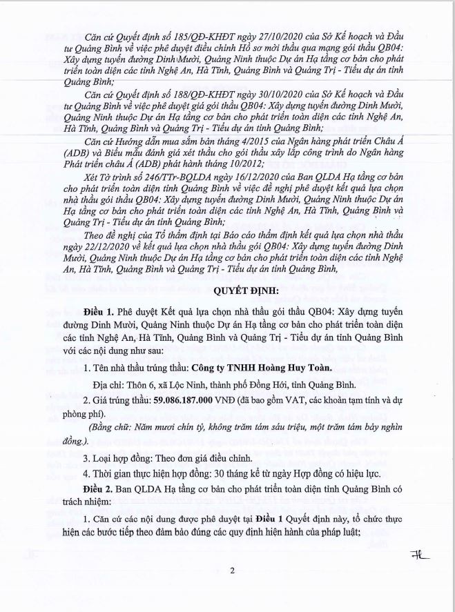 Gói thầu hơn 68 tỷ đồng: Công ty Hoàng Huy Toàn “một mình, một ngựa” về đích