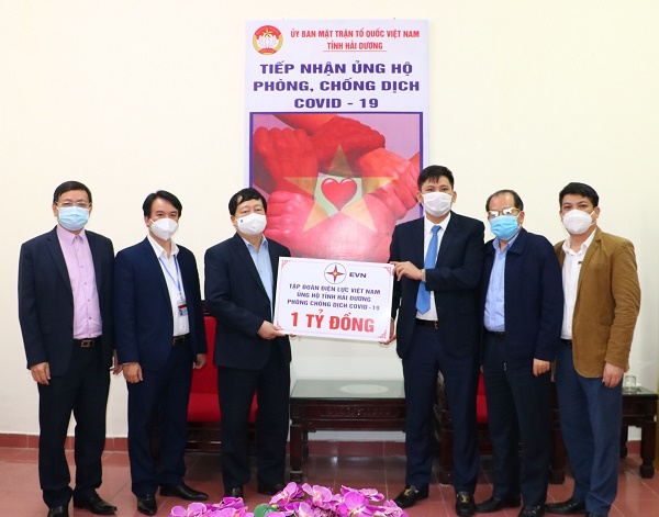 Tập đoàn Điện lực Việt Nam ủng hộ 1 tỷ đồng hỗ trợ tỉnh Hải Dương phòng chống dịch COVID-19