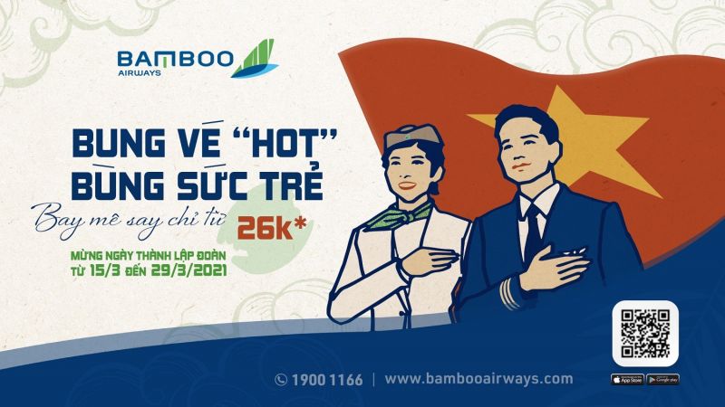 Thêm ưu đãi vé bay “khủng” mừng tháng Thanh niên từ Bamboo Airways