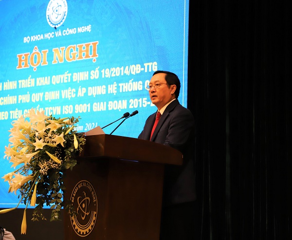 Bộ trưởng Bộ Khoa học và Công nghệ Huỳnh Thành Đạt phát biểu tại Hội nghị