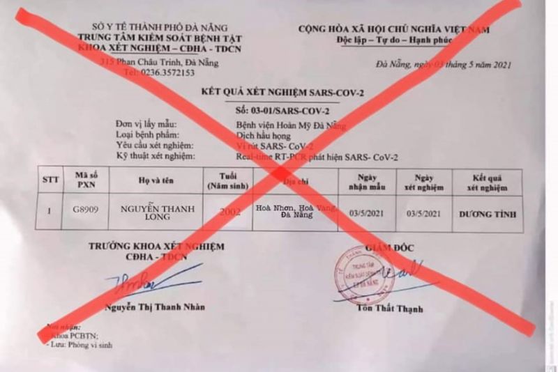 Đà Nẵng: Đăng kết quả xét nghiệm COVID-19 giả lên mạng xã hội, một đối tượng bị phạt 12,5 triệu đồng