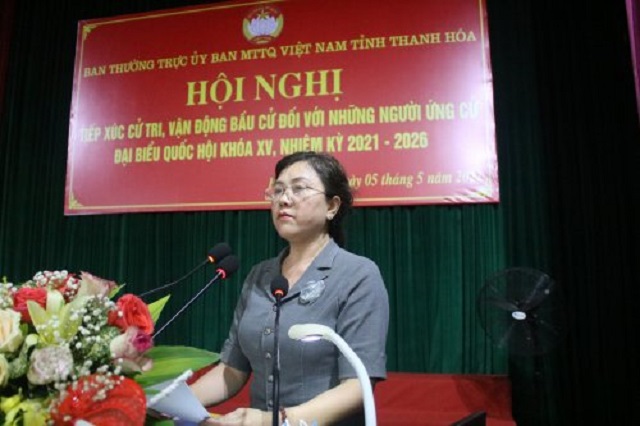 Bà Lê Thị Huyền- Phó Chủ tịch UB MTTQ tỉnh Thanh Hóa