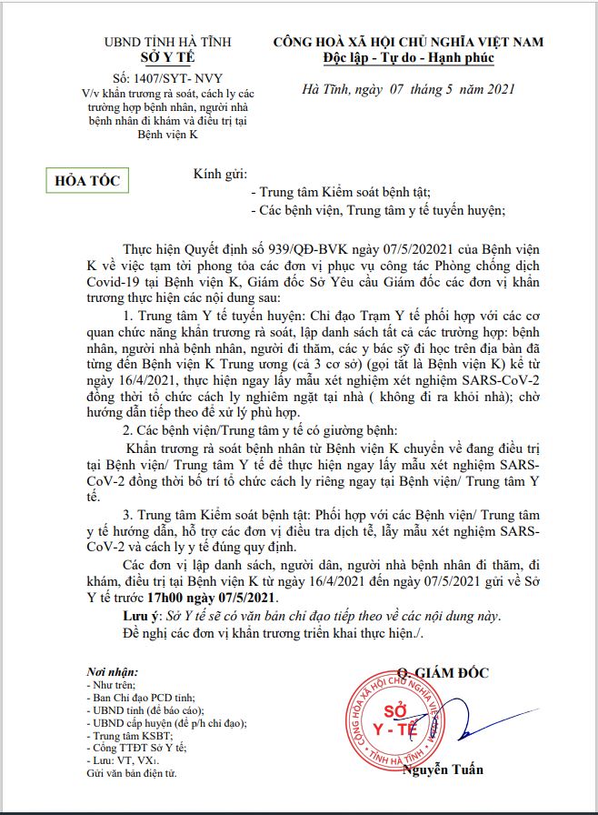 Hà Tĩnh: Khẩn trương tìm kiếm công dân đã đến Bệnh viện K