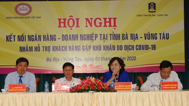 Bà Nguyễn Thị Hồng, Thống đốc Ngân hàng Nhà nước VN tại hội nghị kết nối ngân hàng - doanh nghiệp tỉnh BR-VT